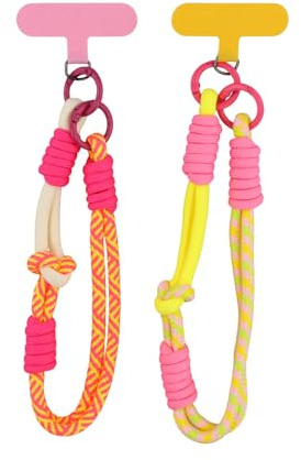 Culinavog Paquete de 2 piezas Cordón trenzado para teléfono, pulsera de mano ajustable, Correa Antipérdida Colorida Para Móvil, Accesorios Móvil Colgante para salidas diarias, viajes cortos