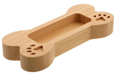 TOGEVAL Porte-cartes de Visite Mignon en Bois Forme Os pour Bureau, Finition Polie Main Lisse, Design Créatif, Organiseur de Cartes Pratique et Décoration de Bureau