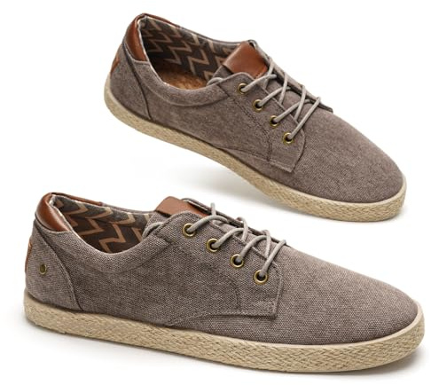 GLAMORA Zapatillas Lona Hombre con Cordones Alpargatas Canvas Zapato Plano Ligero Transpirable Suela Goma Efecto Esparto Casual Verano Flexible Comodo kk-42
