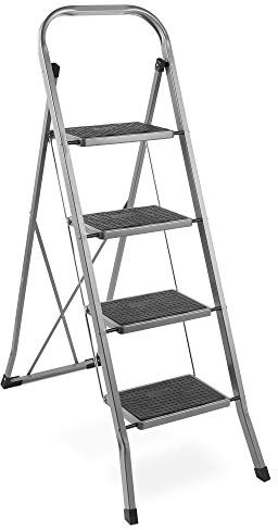 VonHaus 4 Step Ladder – Anti Slip Feet, Foldable, Easy to Store Step Ladder, 150KG Max Capacity - Premium Quality Ladder for DIY and Gardening Projects - Durable Steel