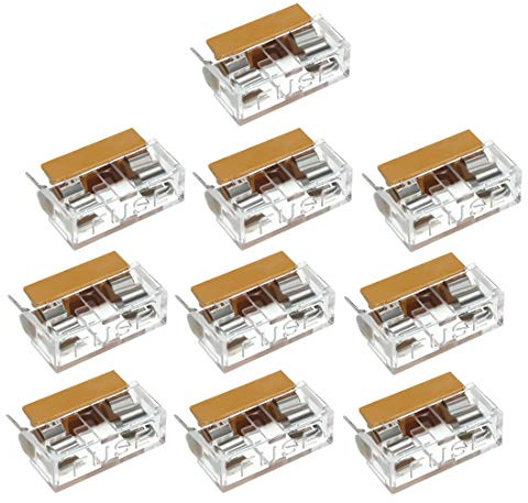 sourcing map 10pcs 250V 6A Dual Terminals 5 x 20mm Fuse PCB Panel Mount Holder Case