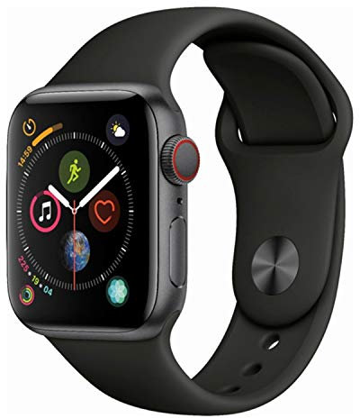 Apple Watch Series 4 (GPS + Cellular, 44MM) - Space Gray Aluminum Case with Black Sport Band (Renewed)