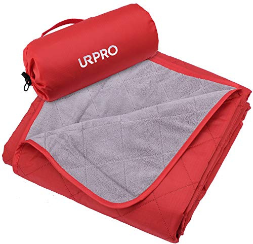 URPRO Waterproof Warm Fleece Outdoor Blanket Extra Large Lightweight Portable with Carry Bag for Stadium, Picnic, Camping, Beach, Dogs, Sofa RED