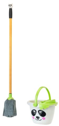 VIGAR Ensemble de serpillère et Seau pour Enfants, Set de Nettoyage pour Enfants, serpillère en Microfibre et Seau à serpillère avec Presse-Agrumes, serpillères pour Nettoyer Le Sol, Panda