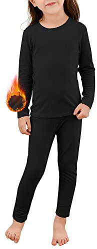 Girls Underwear Kids Thermal Underwears Toddler Winter Base Layer Long Johns Sets for Boys A Black Medium (90) /2T-3T