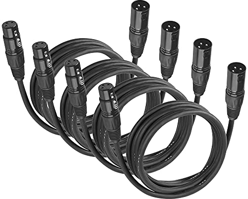 DMX Kabel 3m, 10ft XLR Kabel for Stage Light or Microphone, DMX Kabel 3 Polig With Male to Female Connector.(4er-Pack)