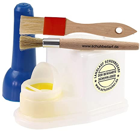 Leimspender für Holzleim – rostfreier Leimpinsel – Leimboy, Weissleim Sparbehälter, lösemittelfeste Leimflasche mit 2 x Qualitäts Pinsel - Leimtopf für Knochenleim