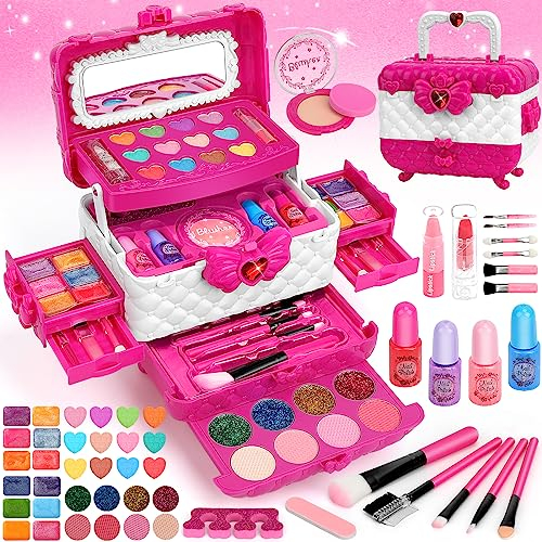 Flybay Trucchi Bambina Set, 54 Pezzi Lavabile Set Di Trucchi Per Bambini, Giocattoli Bambini, Natale Compleanno Regalo Bambina 3 4 5 6 7 8 9 10 Anni