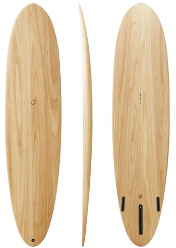 nanazero Wood Skin Surfboard Minimal 8'0 Wood, Durable and Light-Weight Structure, Mid Length, Longboard