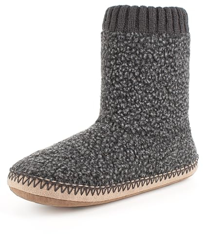 cosyone1997 Boot Slippers for Men Indoor Soft Sole, Warm Fuzzy Non Slip House Slippers, Grey Size 10-11