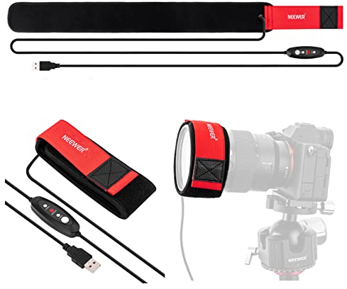 NEEWER Calentador de Lente USB de 20/500mm para Cámara DSLR y Telescopio,3 Configuraciones de Regulador de Temperatura,la Tira del Calentador de Rocío para la Astrofotografía del Telescopio