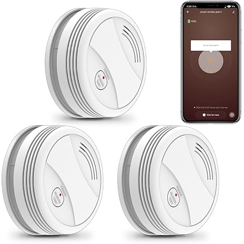BSEED Smart Rauchmelder/Feuermelder, Smart Home WLAN Rauchmelder mit App Benachrichtigung, arbeitet mit Amazon Alexa/Google Home, vernetzte Rauchmelder mit 85 dB nach CE & EN 14604 Standard, 3er Pack