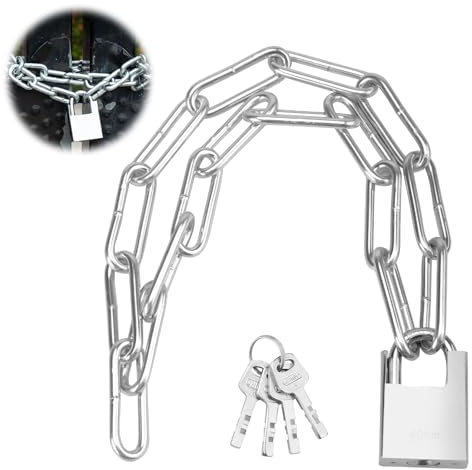 Kettenschloss Fahrrad, 80cm Fahrradschloss, Fahrradschloss Hohe Sicherheit, Fahrradschloss mit 3 Schlüssel, Fahrradschloss, für Garagen, Zäune, Lagern Verwendet Werden, Motorrad usw