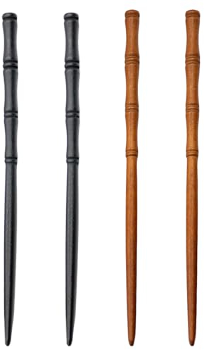 4 palillos de madera para el pelo, palillos para el pelo con forma de bambú, Palillos Estampado leopardo Vintage Horquillas cabello Retro DIY Pinza cabello Horquilla Accesorios peinado cabello