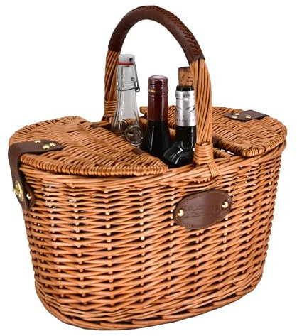 Les Jardins de la Comtesse - Panier Isotherme Neuville - Porte-Bouteilles - Marron - Compartiment de Rangement - 43 x 30 x 24 cm