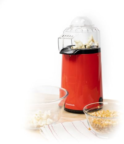 InnovaGoods Popcorn Popper, La machine à pop-corn fonctionne à l'air, cuisson rapide sans graisse (2-3 min), température env. 200 ºC +/- 20 ºC.avec couvercle multifonctionnel et récipient de mesure.