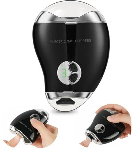 LOPHE Coupe-ongles électrique 2 en 1 Automatique et Polisseuse Rechargeable Sans Fil Pas de Bruit pour Bébés, Enfants, Personnes âgées et Adultes, Noir
