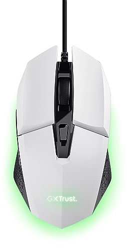 GXTrust 1109W Vylax Mouse Gaming con 6 Pulsanti Programmabili, Software Incluso, Illuminazione LED Multicolore, 200-6400 DPI, Mouse con Filo USB 150 cm per PC Portatile Computer, Bianco
