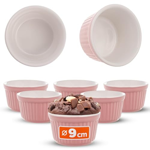 KADAX Soufflé Set di 6 pirottini in ceramica per crema Brulee, Souffle & Ragout Fin (rosa)