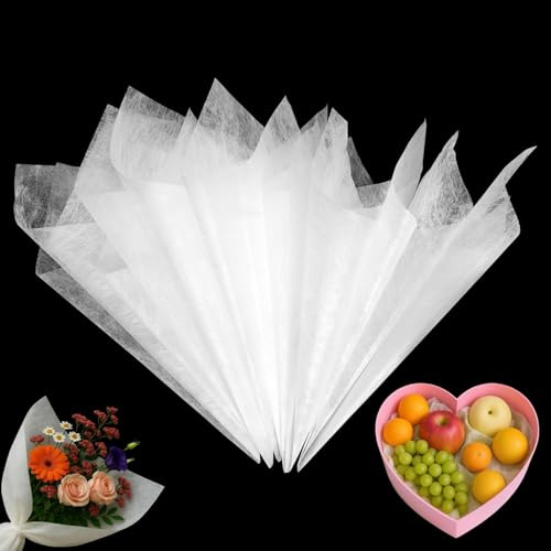 Lot de 76 feuilles de papier d'emballage en papier de soie blanc - 30 x 30 cm - Papier cadeau pour fleurs, artisanat, bricolage, mariage, anniversaire, décoration