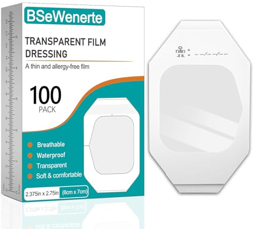 Transparent Film Dressing 100 Packs 2.37 x 2.75 Waterproof Clear Bandages for Tattoo Aftercare Bandage,Scar Therapy,Wound Care
