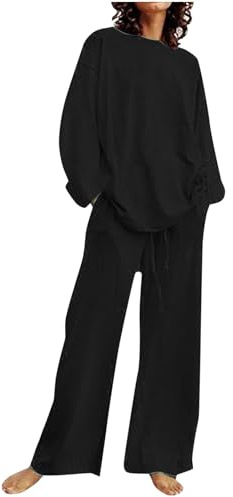 Conjunto Dos Piezas Mujer Casual Algodón Lino Camiseta Manga Corta y Pantalones Verano otoño Deportivo Suelto Traje Cómodo Conjunto Color sólido Chandal Ligera Talla Grande 2025