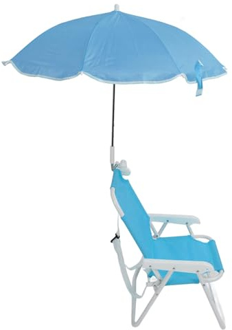 RIZGHWOY Sillas Plegables para Niños Al Aire Libre con Sombrilla, Silla de Playa Apta para Niños para Relajarse en el Parque o Patio, Hecha de Tela Oxford y Tubería de Acero (Blue)