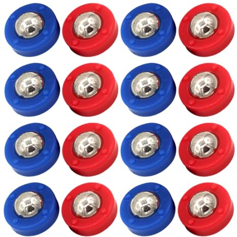 BUGUUYO 20 Piezas Accesorios para Juego de Tejo de Mesa, Repuestos Mini Disco y Rodillos, Colores Azul y Rojo, Compatibles Juegos de Curling y Entretenimiento en Hogar y Clubes