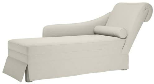 toolkix Tumbona con reposacabezas y reposabrazos derecho de terciopelo crema, 145 x 56 x 70 cm, relleno de espuma y plumas, para salón, sofá, cama otomana, sillón XXL