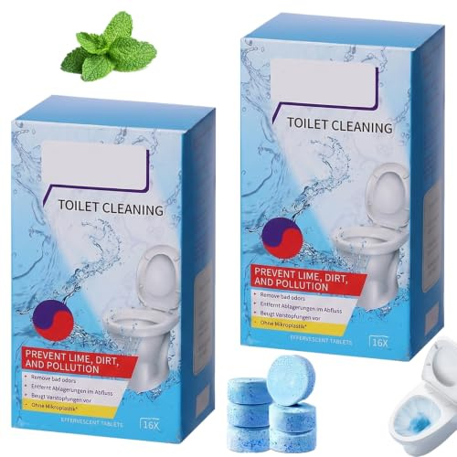 YUGYNE 32 Pastilles WC Nettoyant et Détartrant Puissant, Bloc WC, Pastille WC pour Éliminer Tartre, Calcaire et les Odeurs | Desodorisant WC Efficace, pour Cuvette, Canalisation et Réservoir
