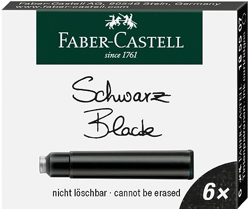 FABER-CASTELL 185507 - Tintenpatronen Standard, 6 Stück, schwarz, nicht löschbar
