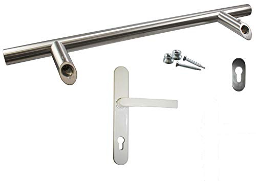 Stoßgriff Edelstahl/Innendrücker Aluminum Set, inkl. Schrauben, Schutzrosette 400 mm (1 ST)