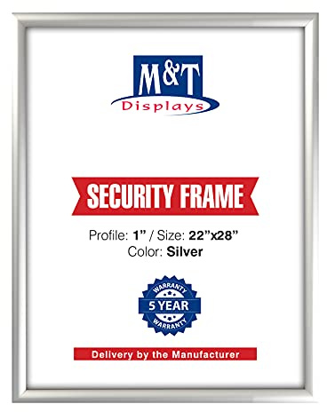 M&T Displays Silver 22x28 Poster Frame 1 inch Aluminum Profile Front Loading Wall Mounting Snap Frame Display for Picture, Document or Certificate with Mitred Corner