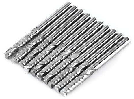 10pcs End Mills Set 4mm Shank Single Flute Milling Cutter Bits Tungsten Carbide Spiral CNC Router Bits Set for Cutting Acrylic, PVC, MDF, Density Board, Wood