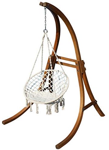 Hängesessel mit Gestell aus Holz Lärche Catalina komplett mit verschiedenen Stoffsessel von AS-S, Größe:Cruz