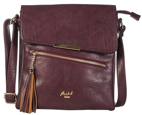 Mabel Women’s Cross Body Handbags - Trendy Messenger Long Shoulder Strap Bags (Design 6 - Red)