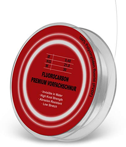 Storfisk fishing & more Fil de bas de ligne en fluorocarbone - 30 m - Invisible sous l'eau - Pour tous les types de poissons - Diamètre : 0,40 mm