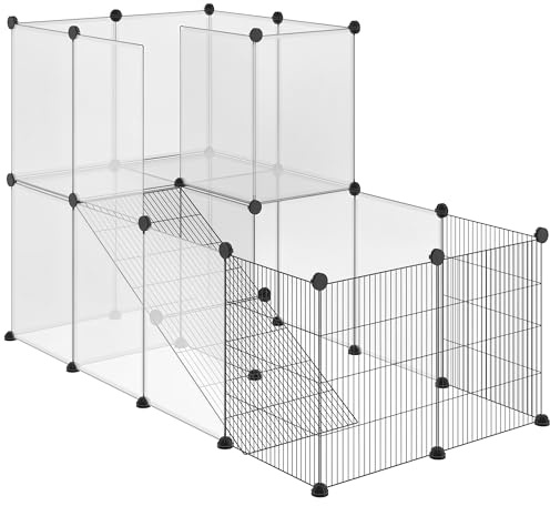 PawHut Jaula para Animales Pequeños 27 Paneles 140x70x90 cm Transparente