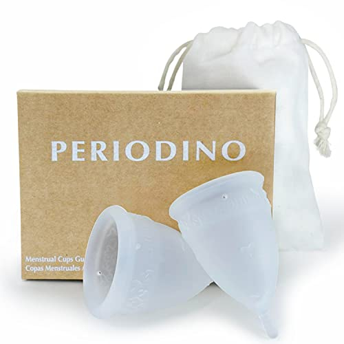 Periodino Pack de Copas Menstruales Small - Large. Alternativa a bragas menstruales. Más sano que Tampones y Compresas. Funciona con cualquier esterilizador copa menstrual. No hace falta aplicador.