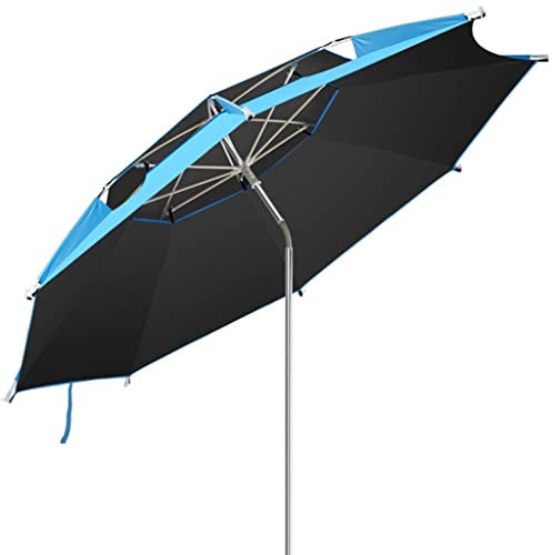 DUNAKE Sombrilla Terraza, Parasol Excentrico con 16 Varillas De Fibra De Vidrio, Ajuste Universal De 360°, Botón Fácil De Presionar, Inclinación, para Cubierta (Size : 2.2m/7.2ft)
