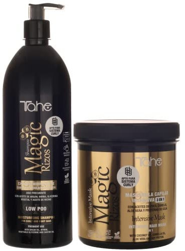 Tahe Pack Champú Low Poo 1L + Mascarilla intensiva 3 en 1 Magic Rizos 700ml
