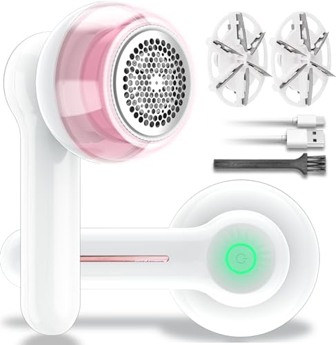 Levapelucchi, Levapelucchi Elettrico ricaricabile con 1 lama da barba di ricambio, Rasoio portatile per lanugine in tessuto per vestiti, mobili, biancheria da letto, moquette