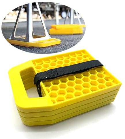RV Jack Pad, Jack Leveling Block Reinforced Structure Non-Slip Weatherproof to Prevent Jacks From Sink for Caravan Motorhome (Yellow)