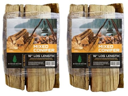 Evergreen Farm and Garden 2 Pack Firewood - 12” Logs, Aromatic & Easy to Light - Great for Indoor/Outdoor Fireplaces, Chimeneas, and Small Wood Stoves (Mixed-Conifer 0.75 cf)