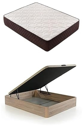 DESCANSIN Pack Colchon + Canape Abatible Maxima Comodidad | Gran Almacenaje (150x190, Beige)