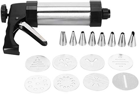 Greensen Cookie Press Kit, Molde para Galletas Fabricado en Acero Inoxidable Apto para Uso Alimentario con 8 Formas y Boquillas, Prensa Pastelera para Tartas y Galletas
