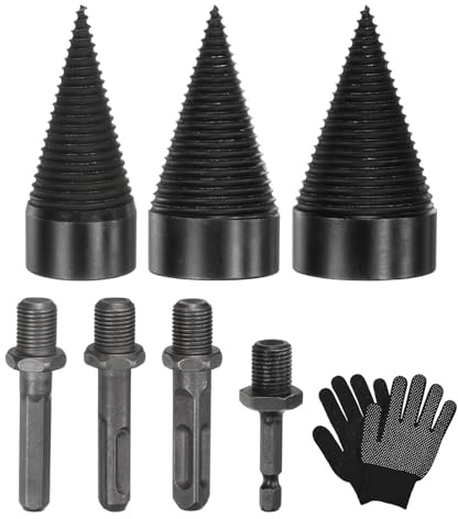 M METERXITY 3-Pack Wood Splitter Drill Bit 38mm+45mm+50mm 4 Handles