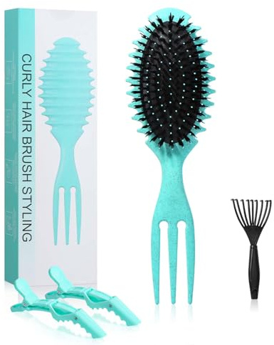 Brencco Peine Pelo Rizado, Cepillo Pelo Rizado para Peinar y Dar Forma a los Rizos de Hombres y Mujeres para Reducir el Tirón y la Separación de Rizos