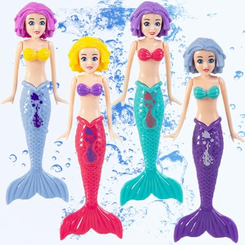 VGJK Jouet de piscine pour enfants, garçons et filles, pour 5, 6, 7, 8, 9 à 13 ans, sirène, torpille sous-marine, plongée, entraînement de piscine, cadeau (4 sirènes plongeantes, C)