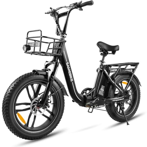 SAMEBIKE 20 Faltbares Elektrofahrrad, 250W Motor, 70KM Reichweite, 7-Gänge, Scheibenbremsen vorne/hinten, LCD-Display für Erwachsene City & Mountain E-Bike (Black)